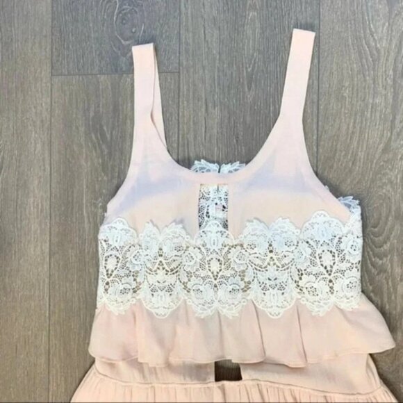 FREE PEOPLE For Love & Lemons Women’s Sienna Mini Dress Keyhole Lace Pink Small - Picture 10 of 16